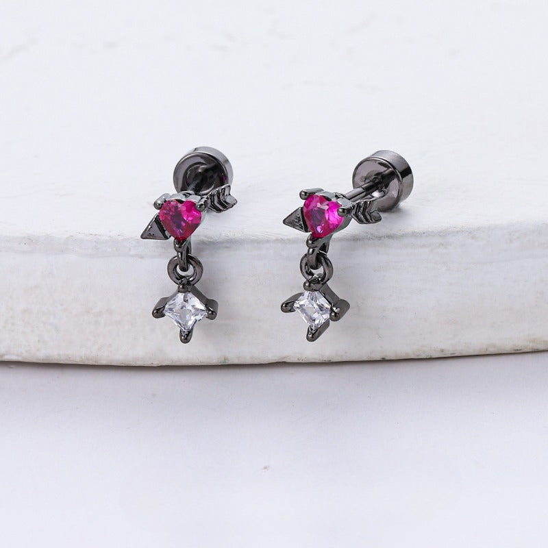 Wholesale Titanium Steel Copper Gold-plated Zircon Earrings